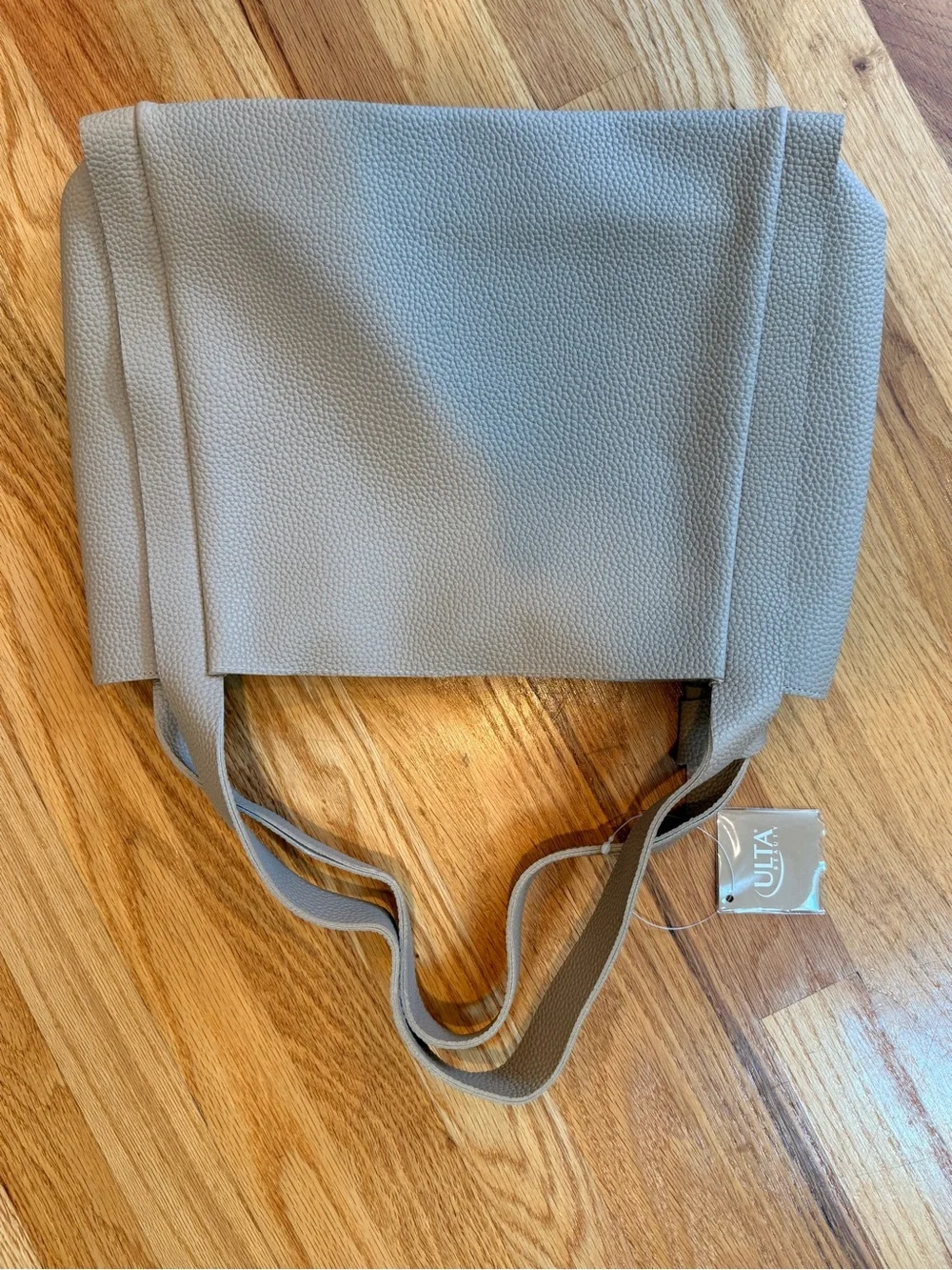 SHEIN Taupe Faux Leather Backpack with Gold-Tone Zippers